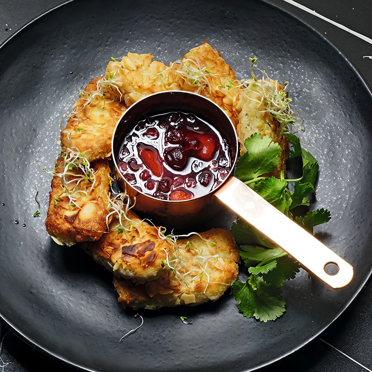 Сыр халуми с ягодным соусом