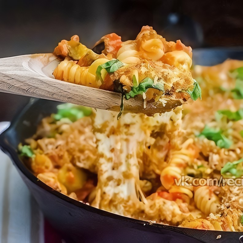 Сырная паста, запеченная в духовке с чесноком