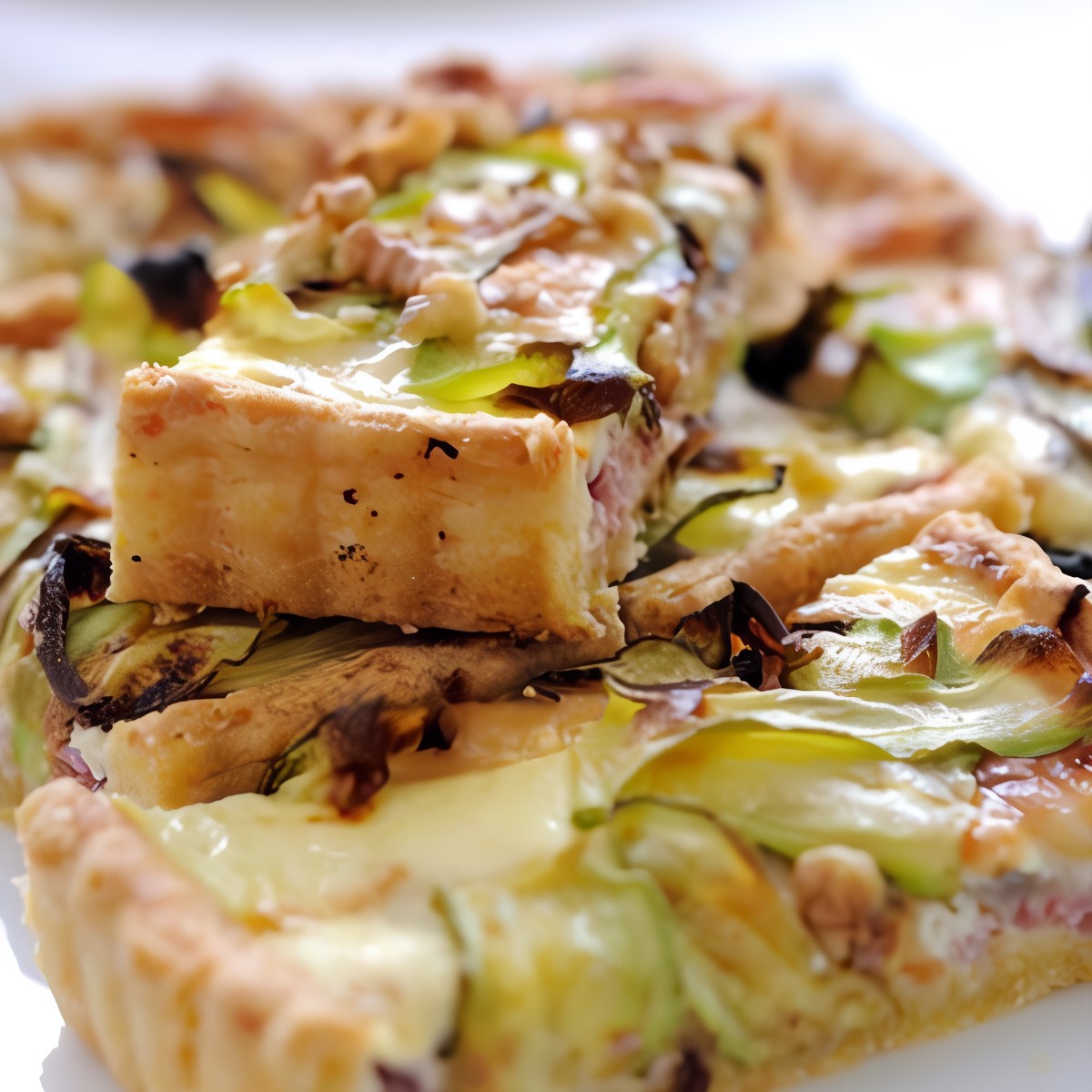 Тарт из цукини, прошутто и сыра «Таледжио» с тестом из поленты