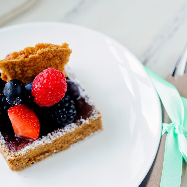 Тарталетки с ягодами и ежевичным фланом