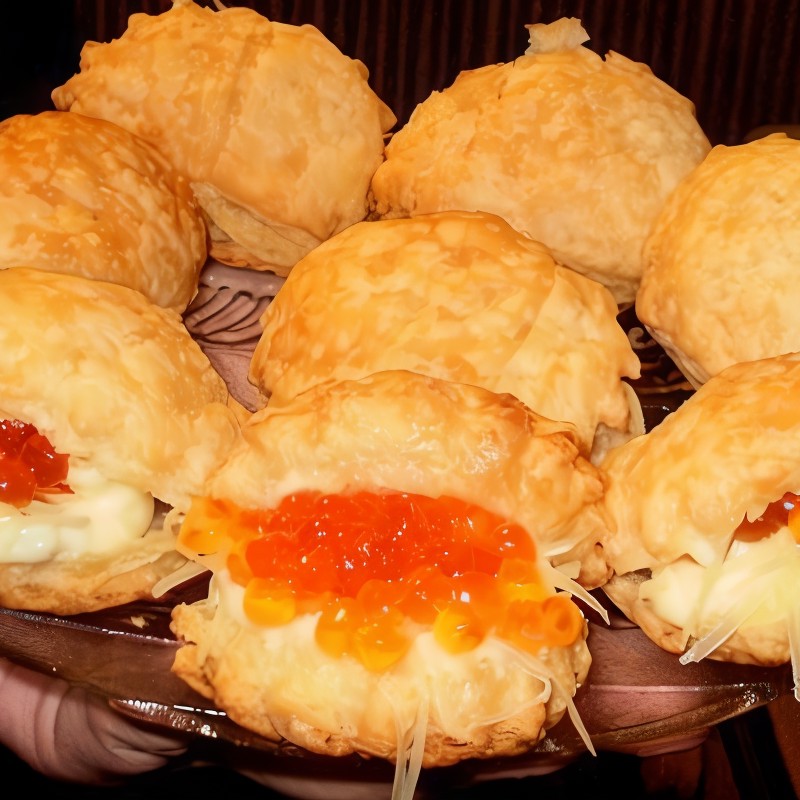 Тарталетки с сырной начинкой и икрой