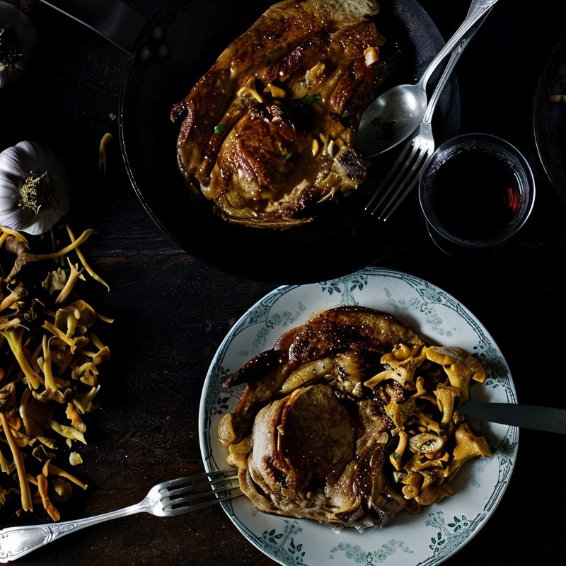 Телячий стейк с лисичками