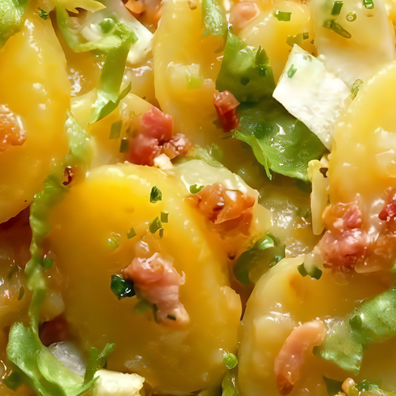 Теплый картофельный салат с хрустящим беконом (Patate e Pancetta) от шефа Джино Д'акампо