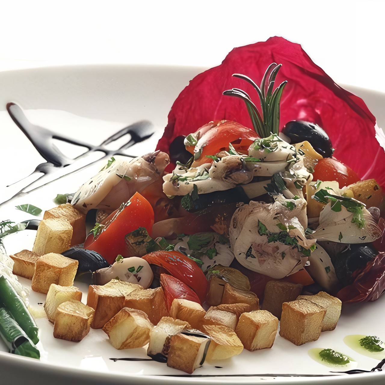 Теплый салат с осьминогом