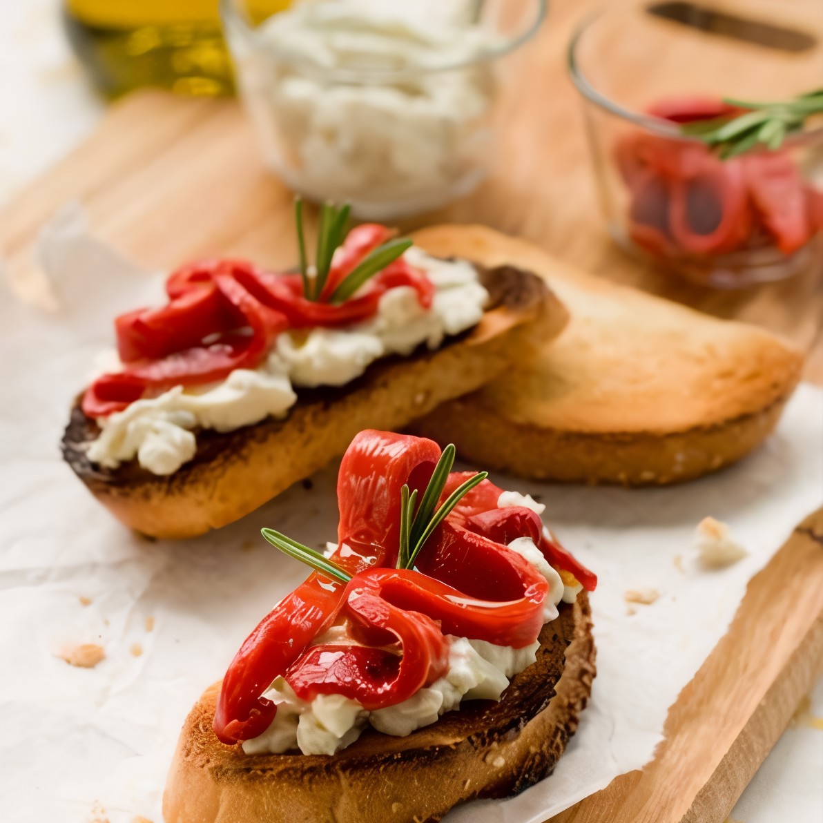 Теплый спред из феты и красных перцев с чесноком