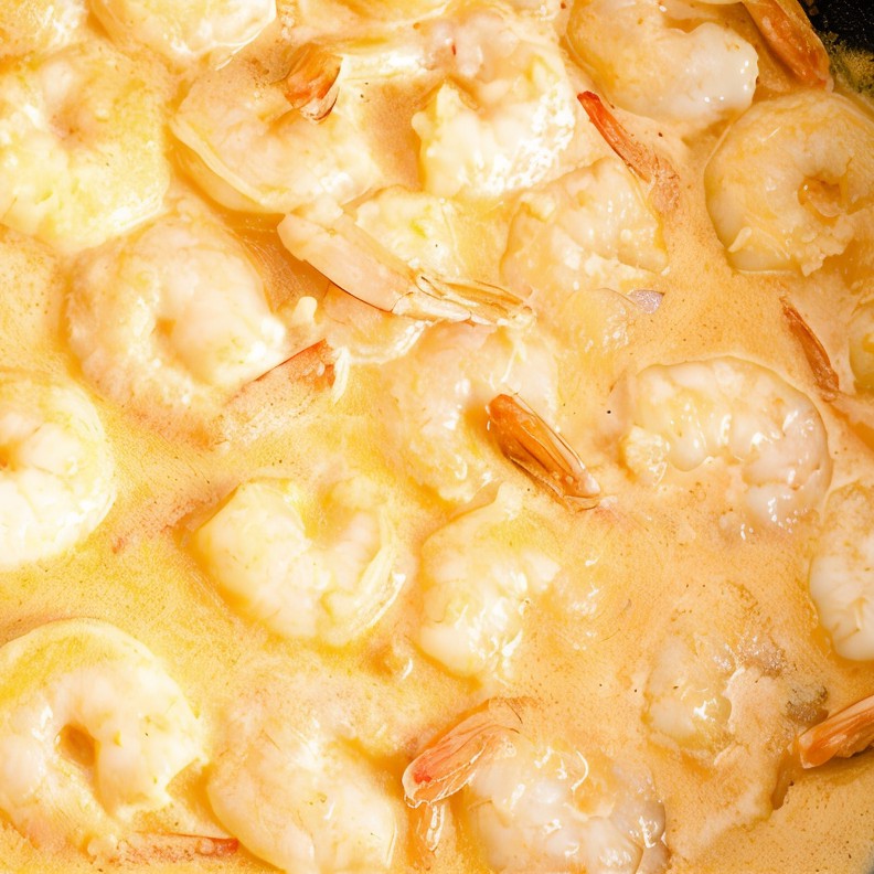 Тигровые креветки в сливочном соусе