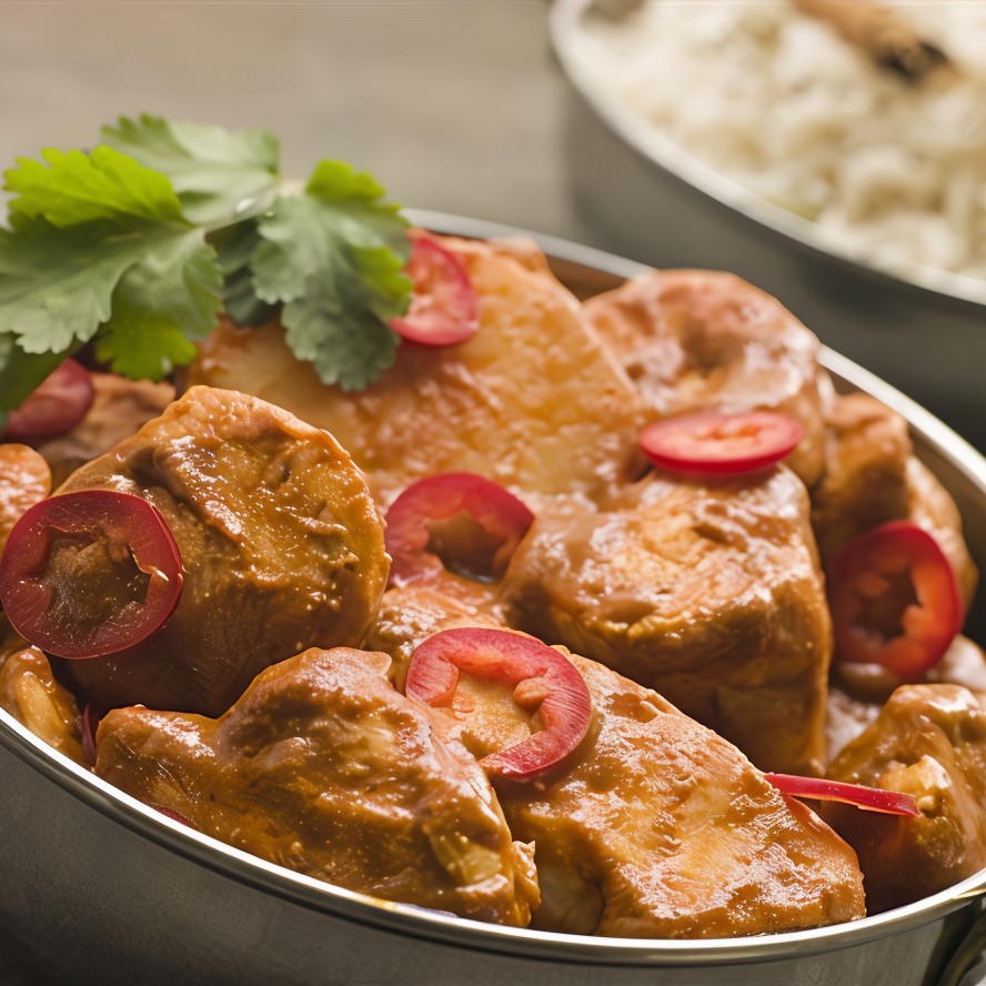 Тикка-масала с салатом из помидоров и чили