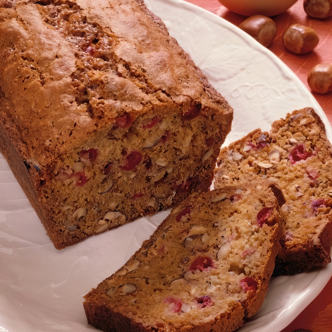 Тыквенный хлеб с сушеной клюквой, орехами пекан и белым шоколадом