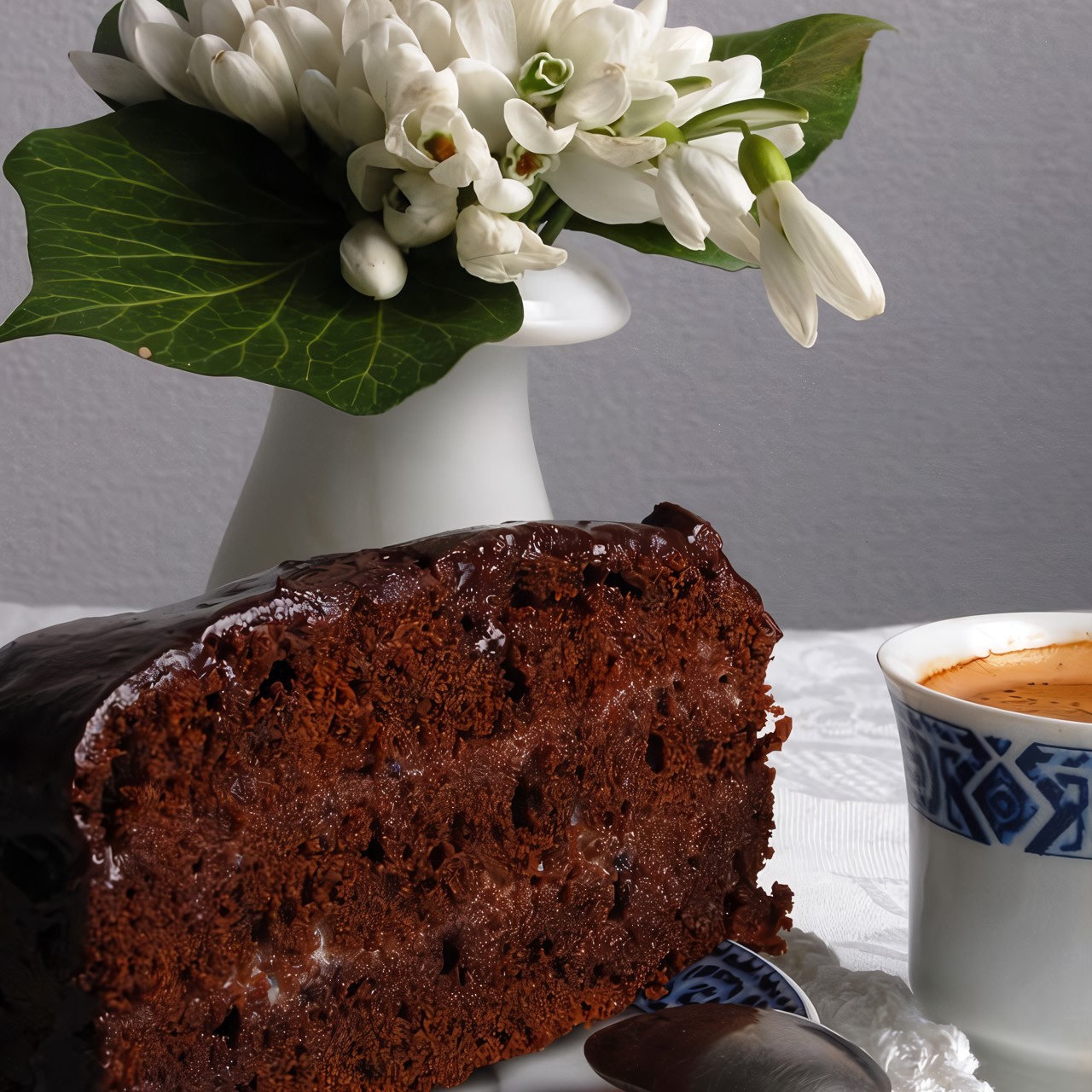 Торт из темного шоколада с кремом из белого шоколада