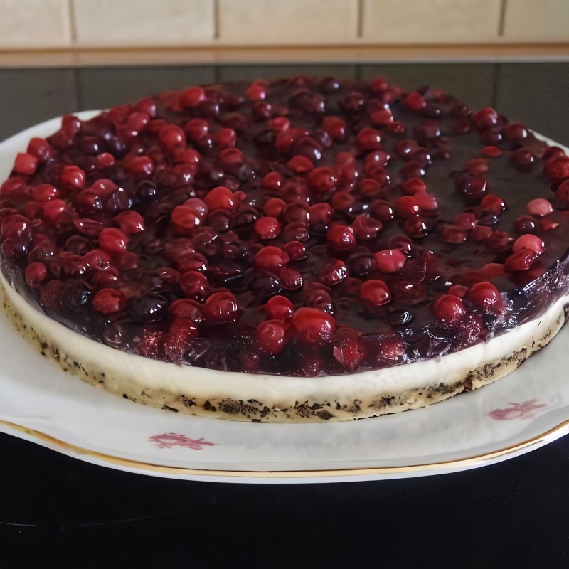 Торт с белым шоколадом и клюквой