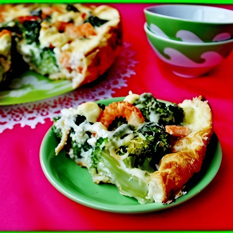 Торт с брокколи и креветками