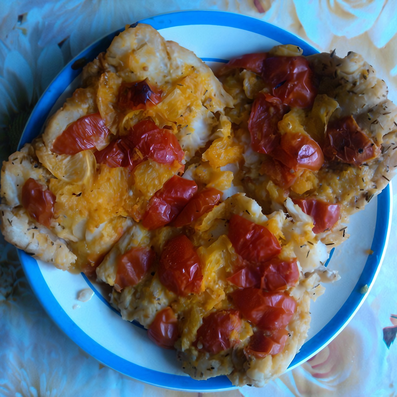 Треска с помидорами и апельсинами