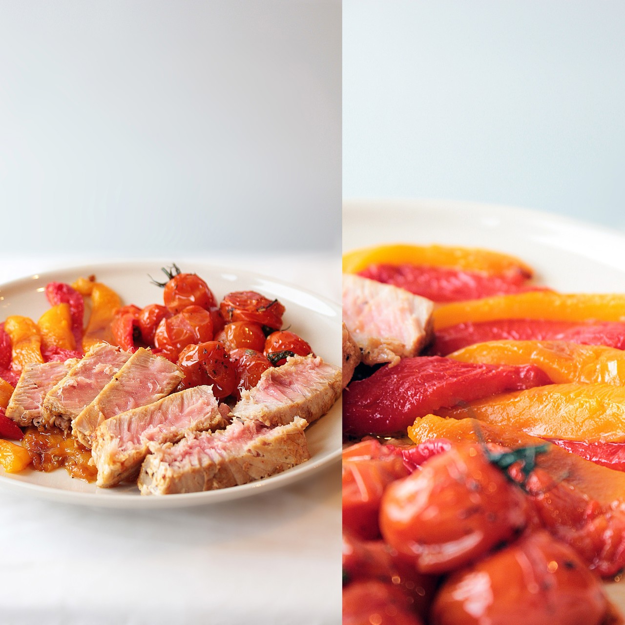 Тунец с запеченными овощами