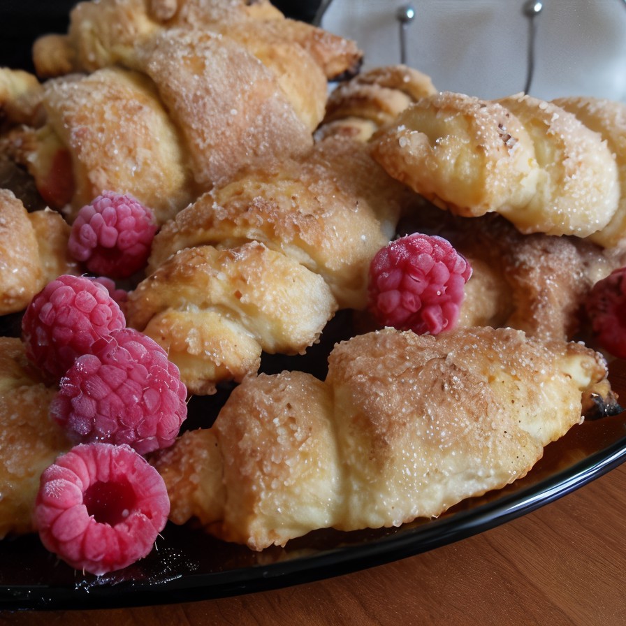 Творожные рогалики с малиной