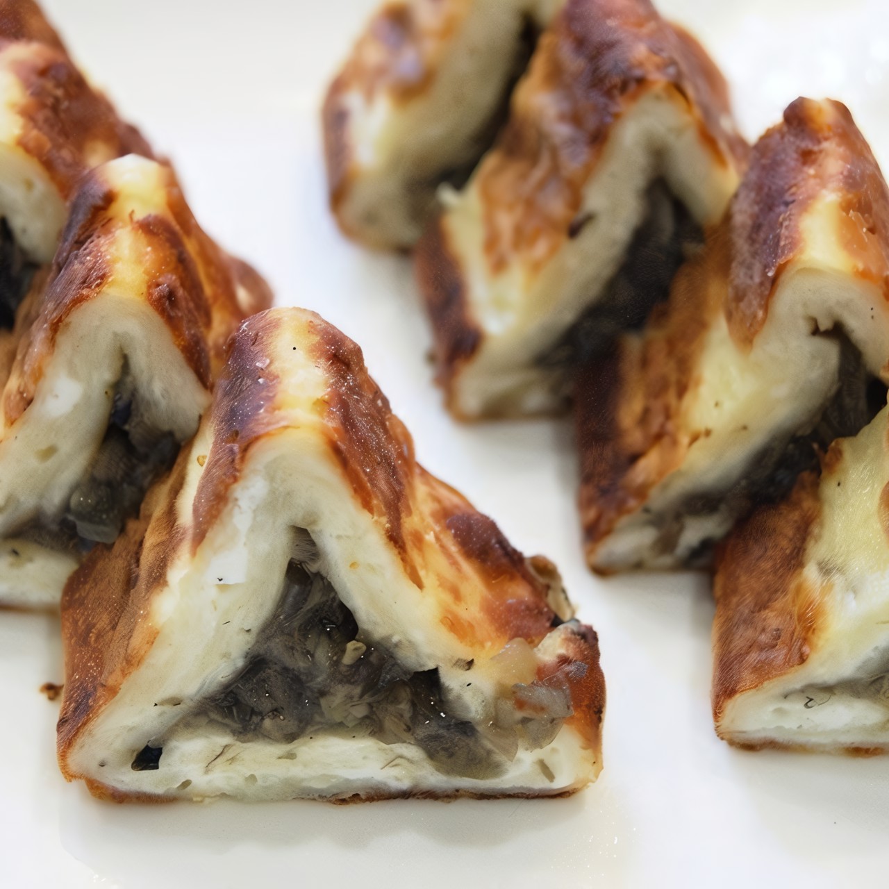 Творожные треугольники с грибной икрой