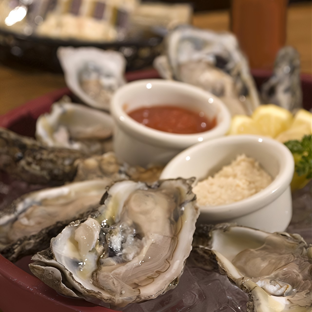 Устрицы в ракушках с соусом из перно