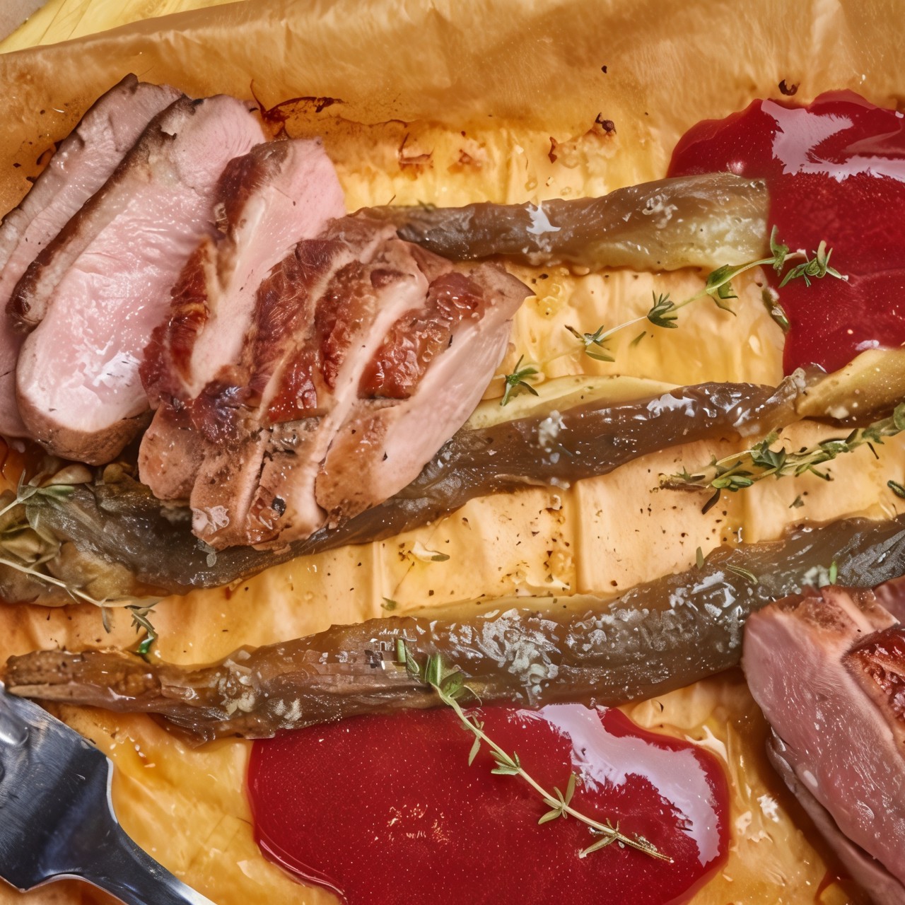 Утиная грудка с малиной