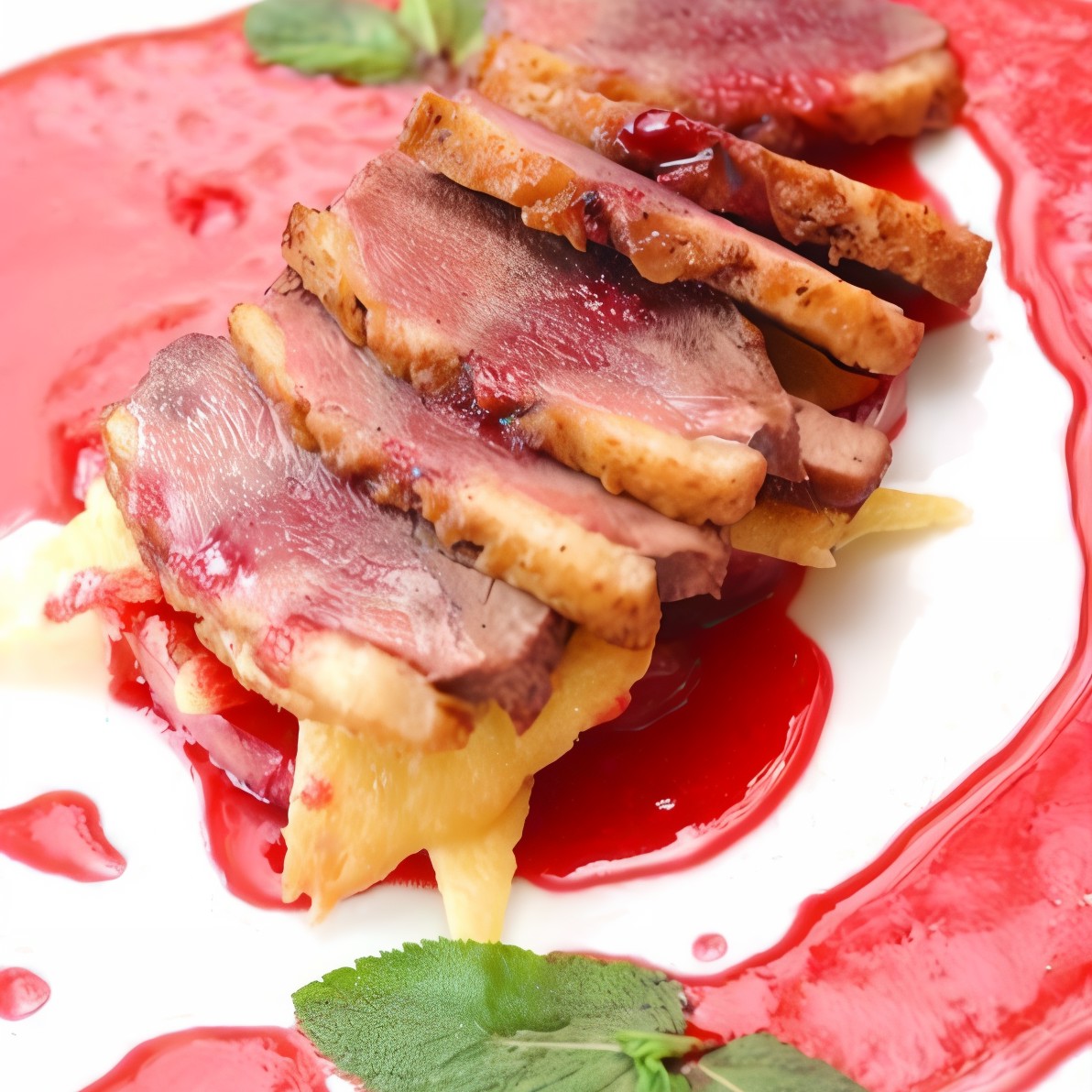 Утиные грудки в перце под черничным соусом