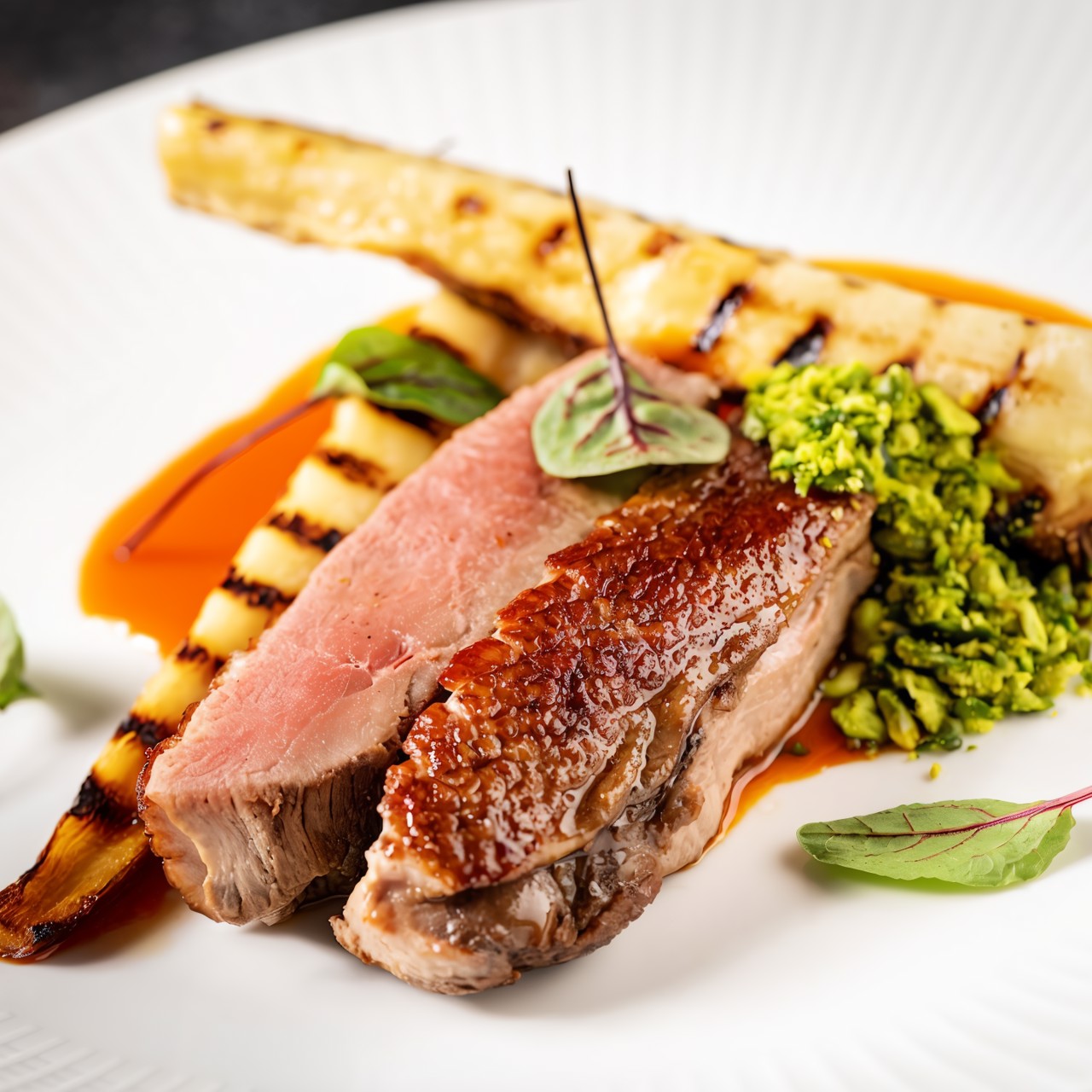 Утиное филе с пастернаком в морковно-апельсиновом соусе