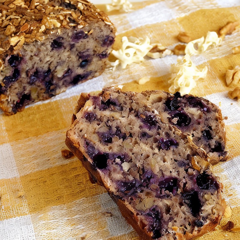 Утренний пирог с овсянкой, бананами и черникой