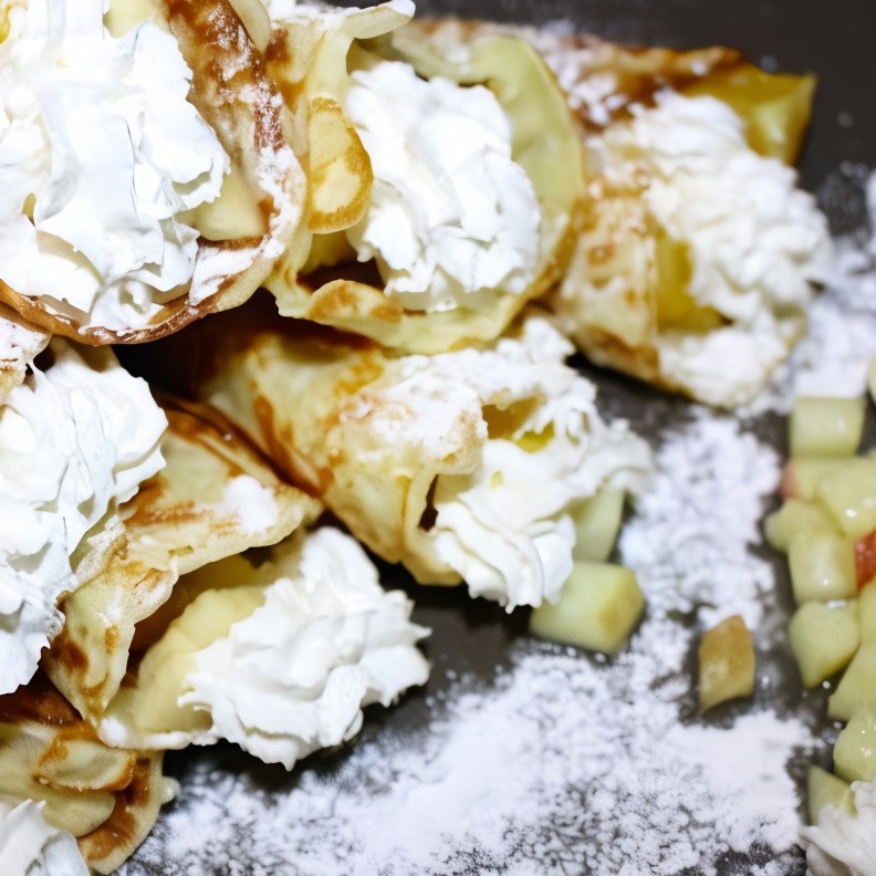 Вафельные трубочки с фруктами