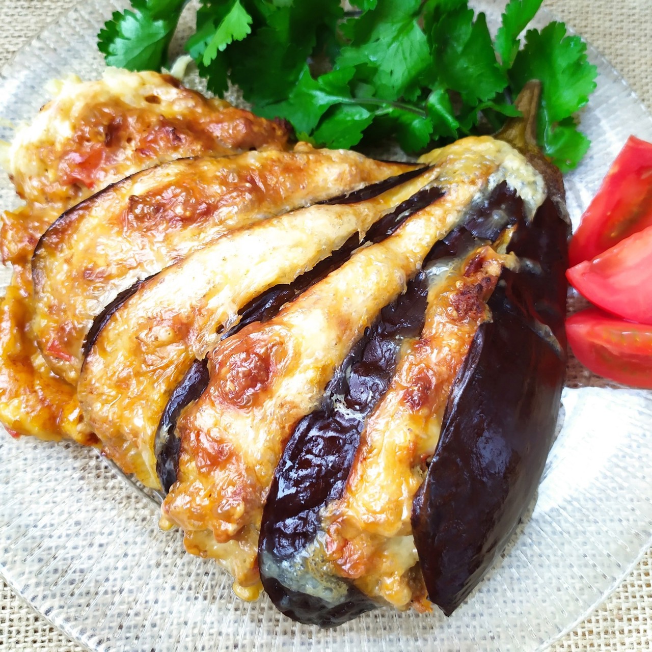 Веер из баклажана с фаршем