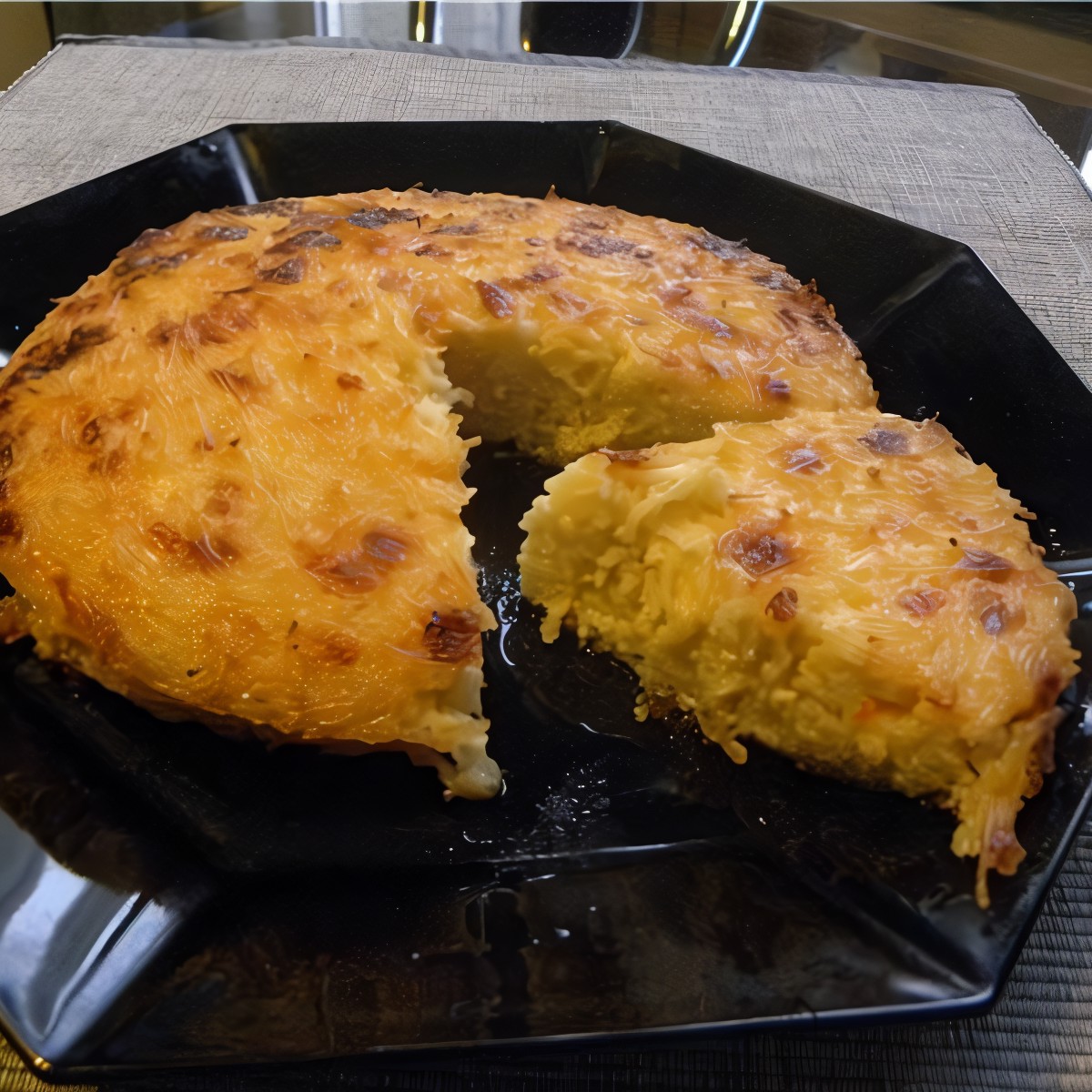 Вермишелевая запеканка с чесноком и соевым соусом