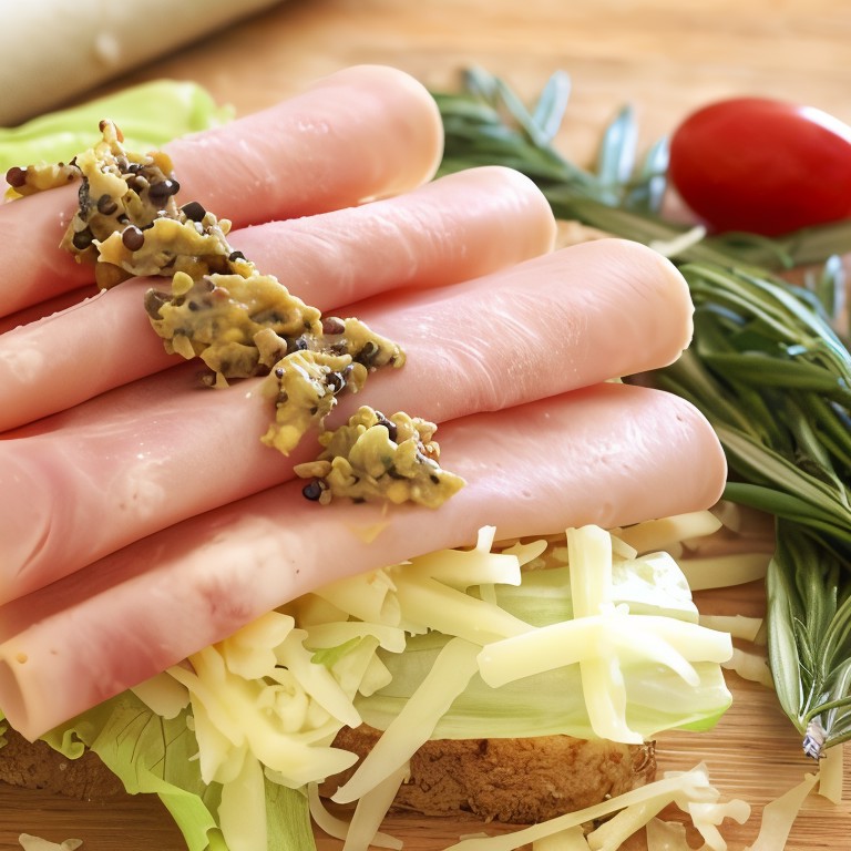 Ветчина с соусом из горчицы и петрушки