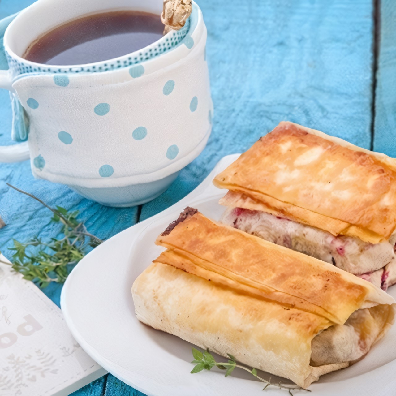 Вишня с сыром Моцарелла в лаваше