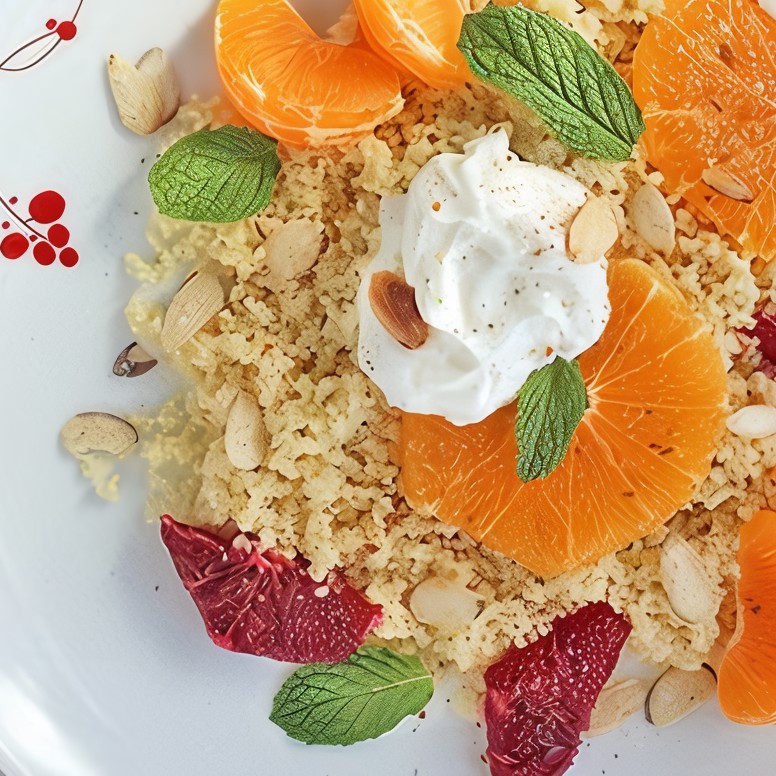 Восточный завтрак из кускуса и цитрусов