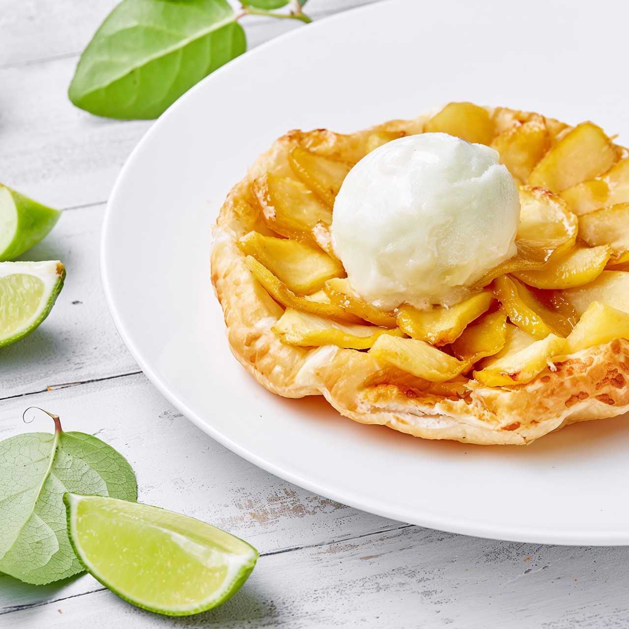 Яблочный тарт татен с мороженым