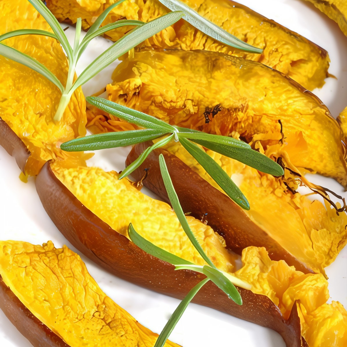 Закуска из печеной тыквы с красным луком и розмарином