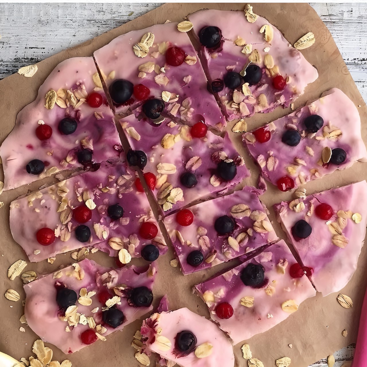 Замороженный йогурт с ягодами и овсянкой