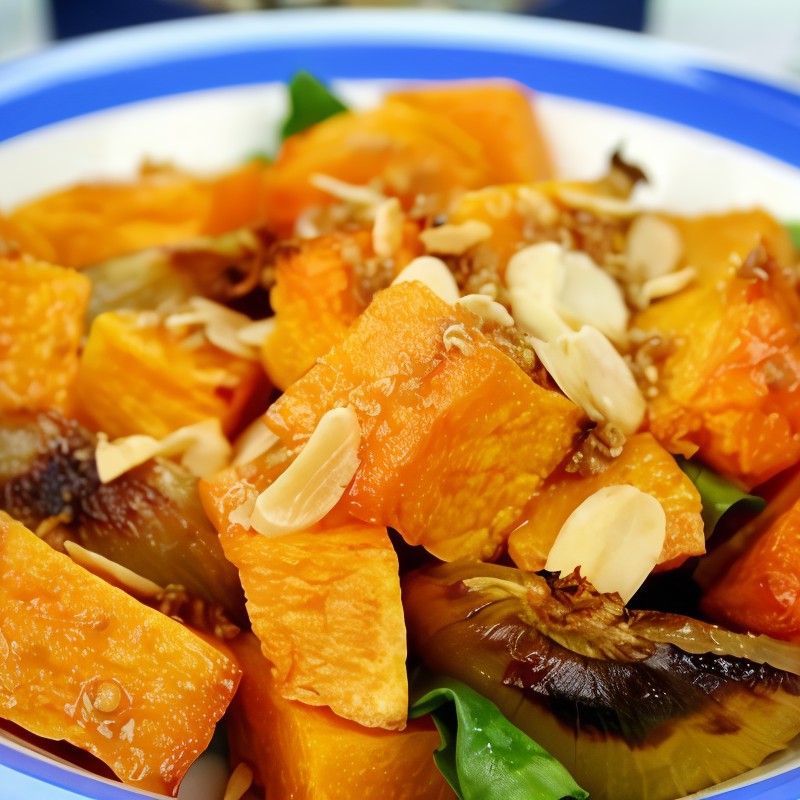 Запеченый сладкий картофель и тыква с коричневым сахаром и мускатом