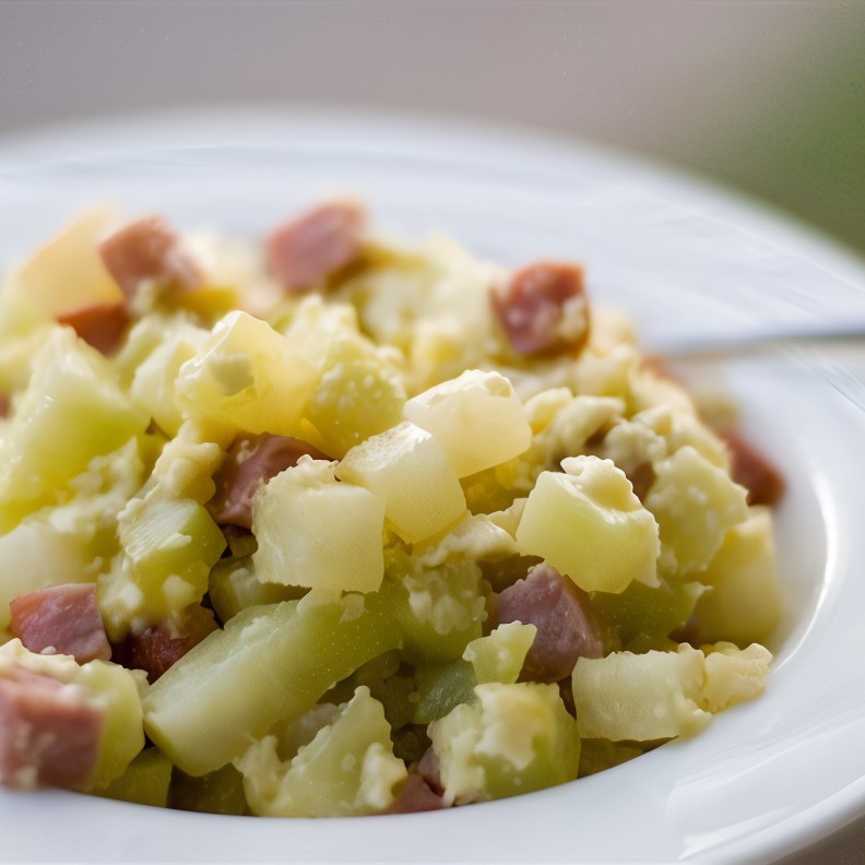 Запеченная кольраби с ветчиной в сливочном соусе