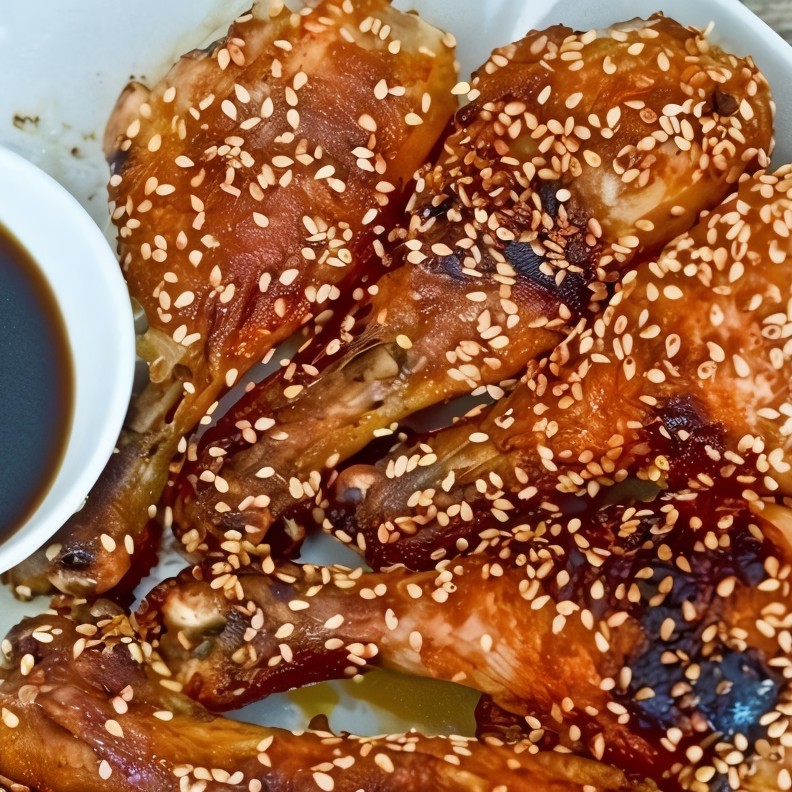 Запеченная курица с имбирем и кунжутом