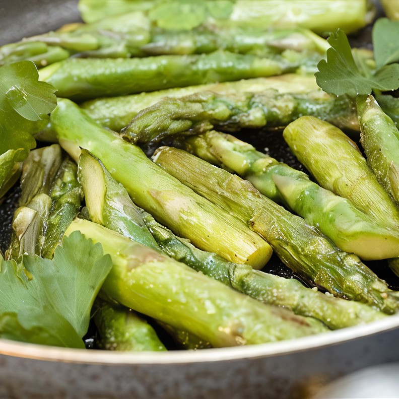 Запеченная в духовке спаржа с чесноком и миндалем