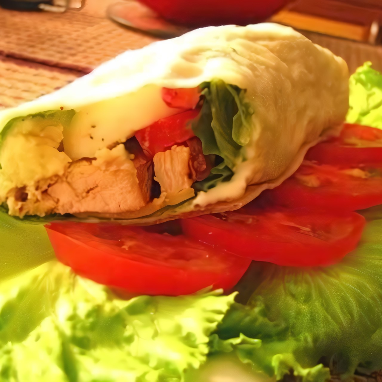 Запеченная куриная грудка с перцем в лаваше или пите с луком