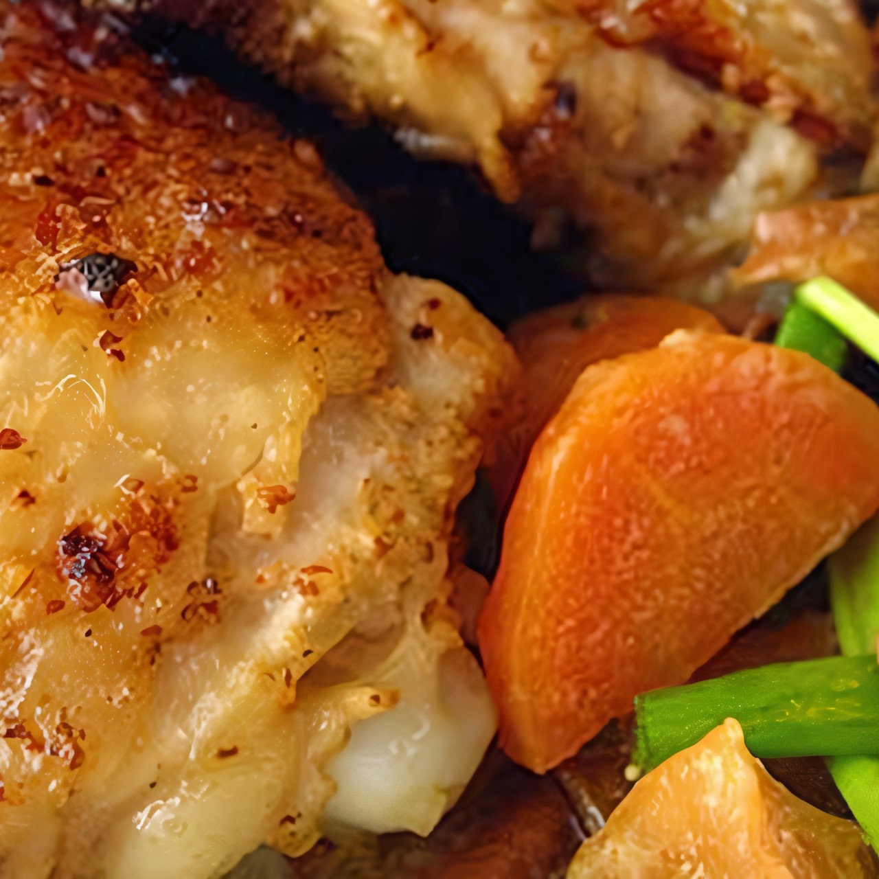 Запеченные куриные бедрышки в кефирном соусе с морковью