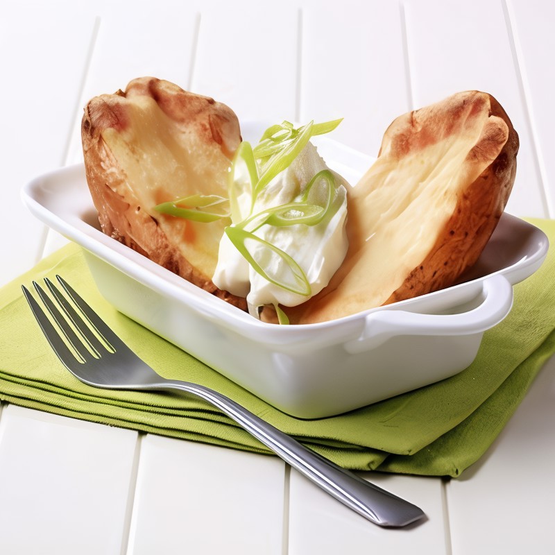 Запеченный золотистый картофель с пряным йогуртовым соусом