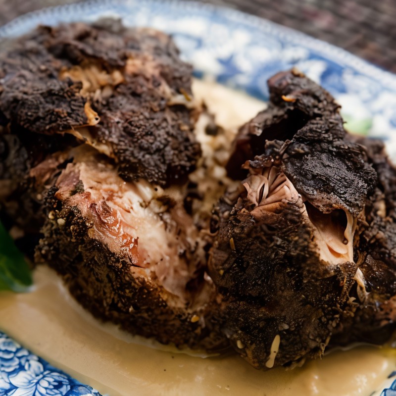 Запеченное свиное плечико с пикантным яблочным соусом