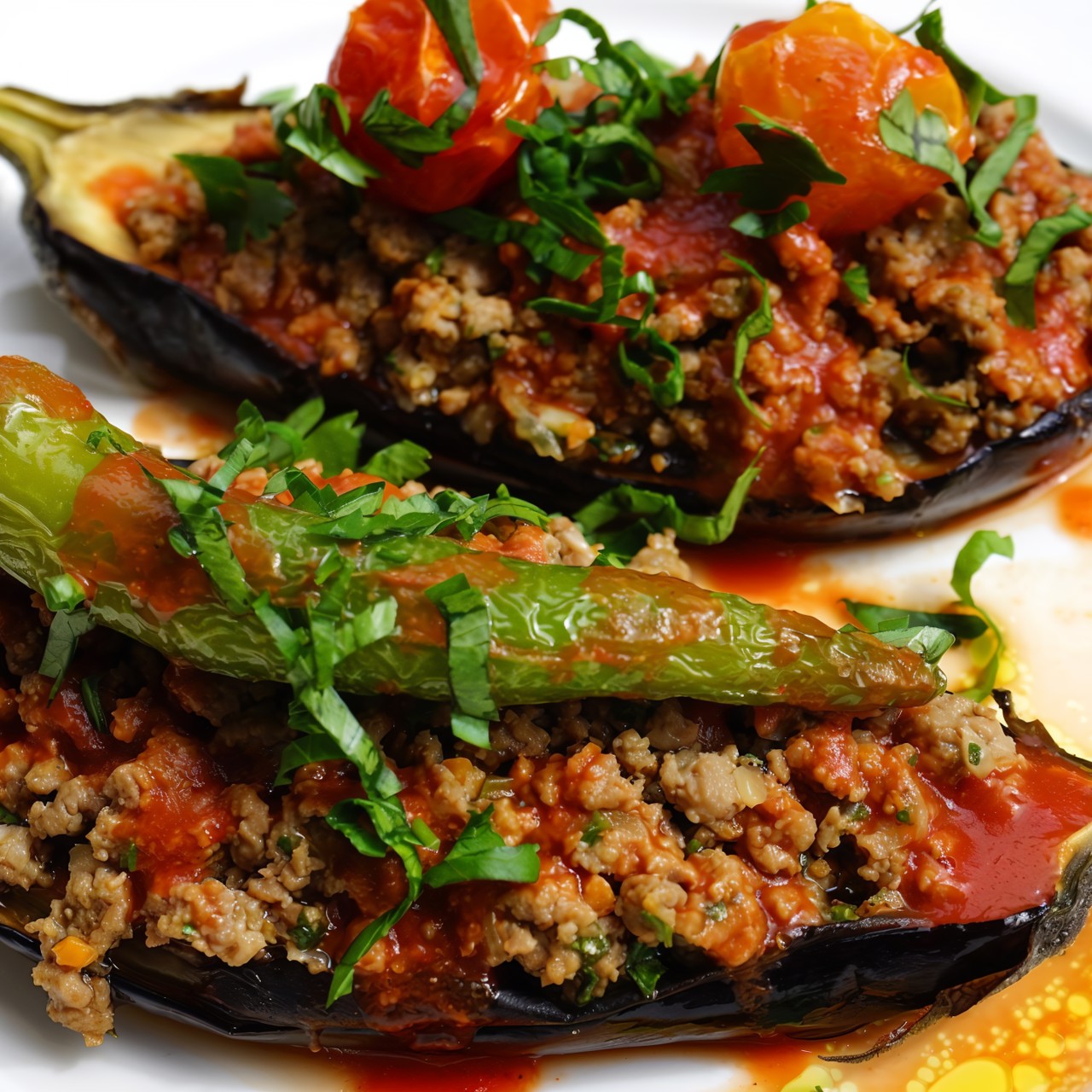 Запеченный баклажан с мясом лося