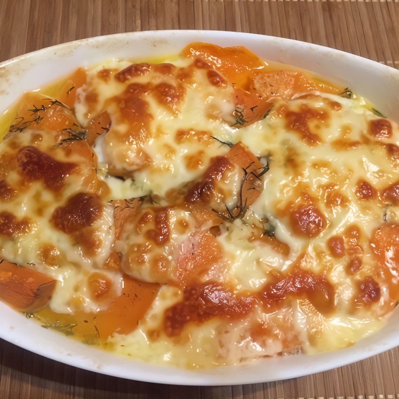 Запеканка с бататом и молочным соусом