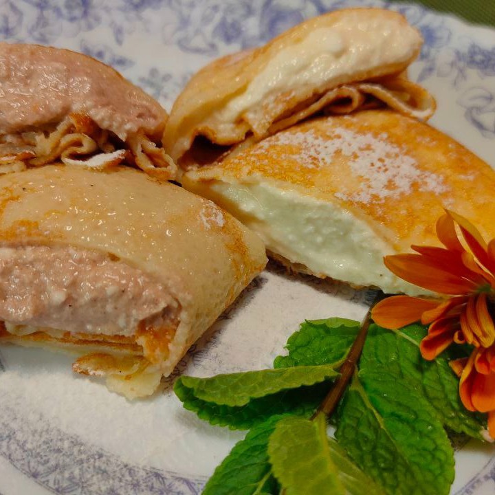 Заварные блины с творожной начинкой