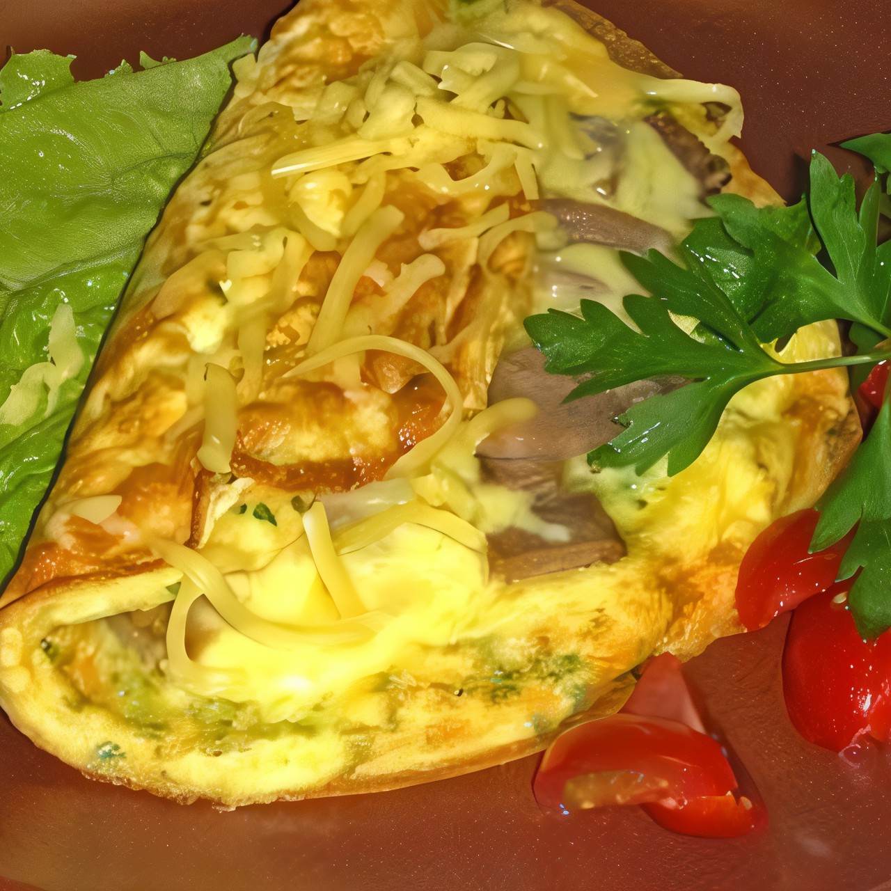 Завернутый в омлет баклажан с тофу