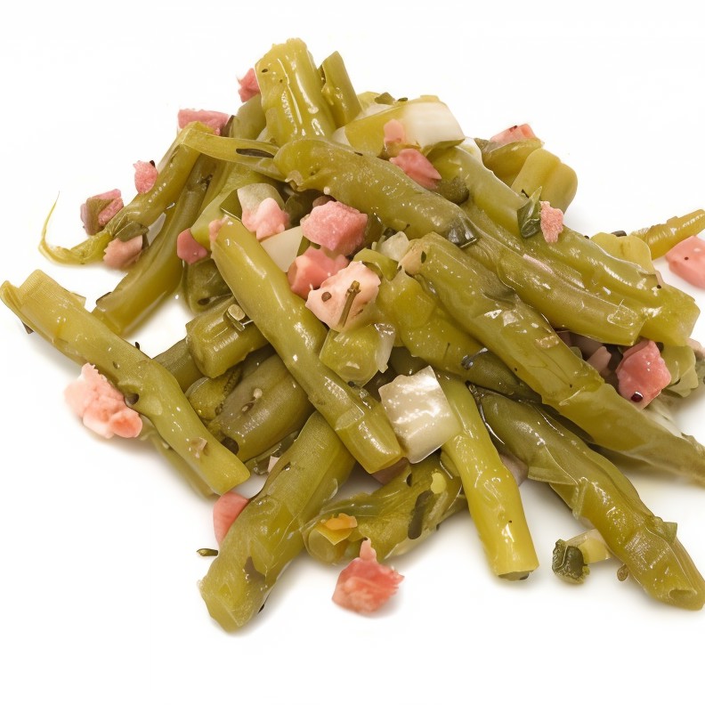 Зеленая фасоль с луком-шалотом и панчеттой