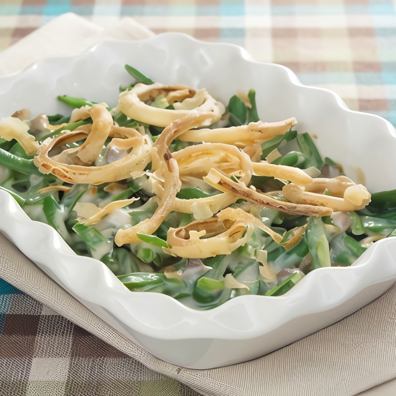 Зеленая фасоль с заправкой из йогурта и тахини