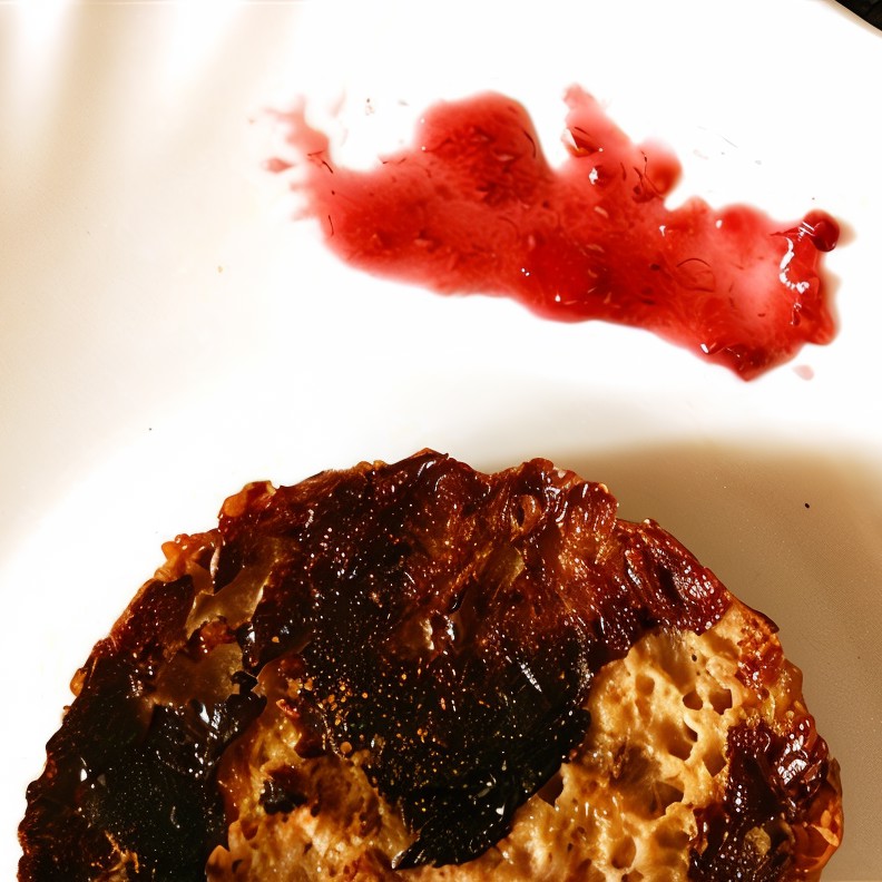 Зерновые гренки с малиновым джемом