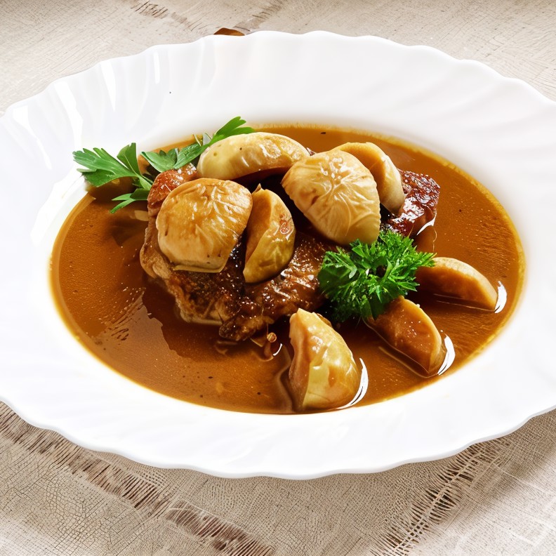 Жареная индейка с яблоками в кленовом соусе