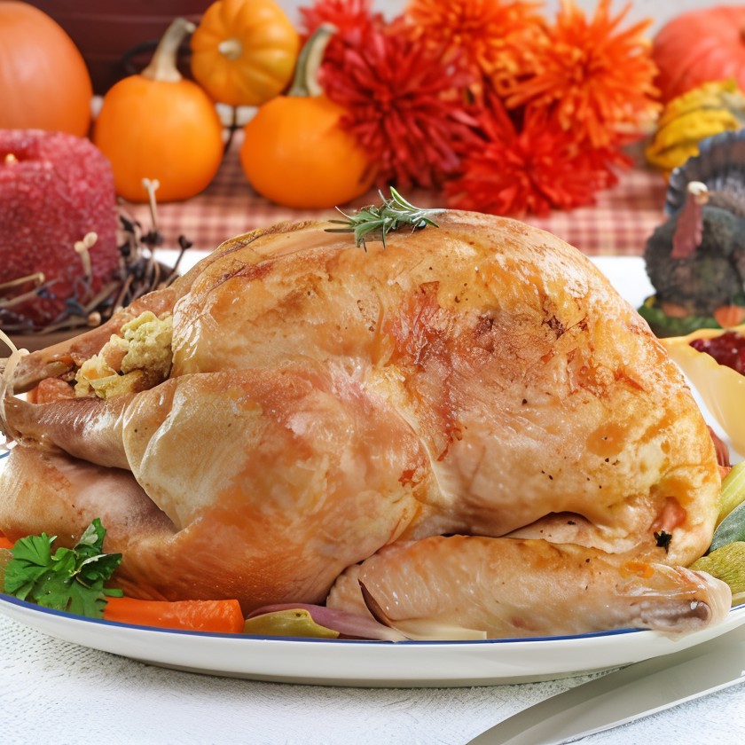 Жареная индейка с овощами в белом вине